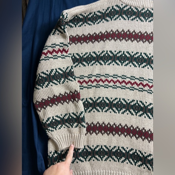 Vintage Men’s Eddie Bauer Fair Isle Knit Sweater Cotton 90s Sz XL Outdoors - Picture 14 of 16